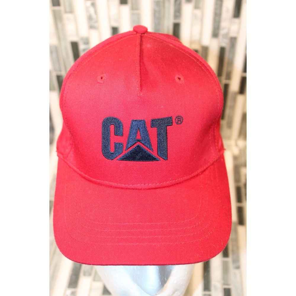 CAT CATERPILLAR‎ Red Adjustable Hat Has Small Hole in back